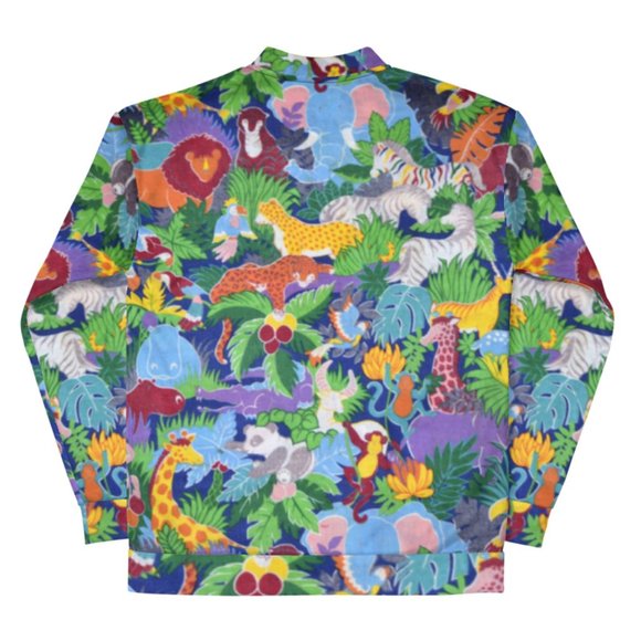 Animated Jungle Animals Pattern Safari Unisex Bomber Jackets. - Picture 5 of 6